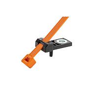 HellermannTyton 156-04045 Cable Mounting & Accessories 2-Piece Cable Tie with Screw Mount, 15" Long, M6 Hole, 4.1" Max Bundle Dia, 120lb, PA66HIRHS, OG/BK, 500/ctn