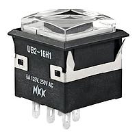NKK Switches UB216KKW015F-1JB ປຸ່ມກົດສະລອງ 5A SPDT ON ON ສີຂຽວ