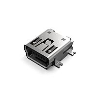 GCT (Global Connector Technology) USB2066-05-RBHM-15-STB-00-01-A ຕົວເຊື່ອມ Mini USB Type B Mini B Skt, 5P, Top-SMT, ຄວາມຍາວ 9.2, R/A, 15u", Peg 1.0, T&R