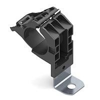 HellermannTyton 151-02003 ຮັບກັບຮັບກັບ Ratchet P-Clamp, 0.76 - 1.42" ພົວພັນ Dia, 90 Short, 0.51" Hole Dia, PA66HIRHSUV/SS304, ສີດຳ, 160/ctn
