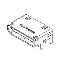 Amphenol Commercial Products G14A42111C12HR Board Connectors OCulink, Receptacle, 0.5mm pitch, 4X, R/A SMT with shell leg dip type 2.90mm, 15U" gold plating, LCP, black, T&R packing
