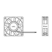 Delta Electronics, Inc. PFB1248UHE309 ພັນຫລັງທູບແອັກຊຽວ Tubeaxial Fan, 120x38mm, 48VDC, Ball, 4-Lead Wires, Lock Rotor Sensor, Tach, PWM