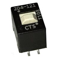 CTS Electronic Components 204-121S ສະຫນັບ DIP DIP SW ຮູບປົກກະຕິຮອບປາກທອງ 1SW SPDT, ບັດທີບ