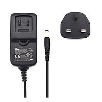 EDATEC ED-PSU1202-UK ປຸ່ມສະຫຼຸບປ່ຽນໄດ້ 12V/2A, 2.1mm DC Jack, ສີດຳ, ປຸ່ມ UK