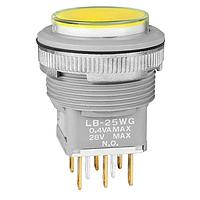 NKK Switches LB25WGG01-JE ຝາປິດກົດ ON-(ON) ຮອບກະດານ ແຈ້ງ/ສີເຫຼືອງ