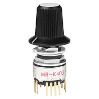 NKK Switches MRK403-BB ສະຫນັບສະຫນູນການຫຼຽນສະຖານະ 4P 3 POS LOW SHAFT ACTR PC WHT TIP KNOB