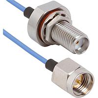 Amphenol SV Microwave 7029-3540 ການປະກອບສາຍ RF SMA Female Bulkhead ເຖິງ SMA Male 6" ສາຍສໍາລັບສາຍ .047