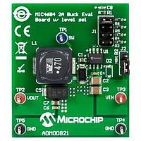 Microchip Technology ADM00821 ຕົວຄວບຄຸມແຮງດັນໄຟຟ້າ - ຕົວຄວບຄຸມສະຫວັດ MIC4684 2A Buck ມີການເລືອກລະດັບ Eval Bd
