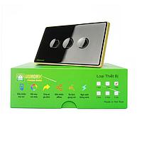 HUNONIC HNPRE03CD BLE Premium Touch Switch 3 ປຸ່ມສີ່ຫລ່ຽມ (Black)