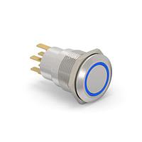 Alcoswitch - TE Connectivity 6-2213764-0 ປຸ່ມກົດສະຫນອງ AV19 DPM 0.4VA FIX RING LED ສີຟ້າ 24V