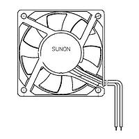 Sunon PMD4807PTV1-A.GN ພັງລົມ Axial DC Axial, 70x70x25mm, 48VDC, Vapo, ສາຍນໍ້າໄຟ, ການເລີ່ມຕົ້ນອັດຕະໂນມັດ, ເມດໂຕ MagLev