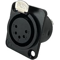 Io Audio Technologies IO-XLR5-F-BK-JL ຕົວເຊື່ອມສາຍສະເພາະ 5-Pin XLR, ຜູ້ຍິງ, ຕົວຮັບ, ກອງເຫຼັກສີດຳ, ຖ້ວຍບິນເຊື້ອມ, ຕິດຕໍ່ເງິນ