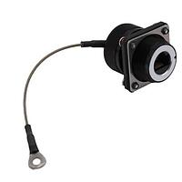 Bulgin PXM06276FENBKSH ຕົວເຊື່ອມຕໍ່ສີດຳ Electroless Nickel Aluminium Flange Mount Connector ມີຝາປົກກັນແລະອຸປະກອນຕິດຕັ້ງ - EMI Shielded - Cat6a Female