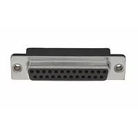 Amphenol Commercial Products 6E17C025SBF020 D-Sub Connectors - Standard Density D-Sub, Stamped Signal 3A, High Temp, Right Angle PCB Thru Hole, FP=8.08mm (.318in), Row Pitch 2.84mm, 25 Socket, Gold Flash, Steel Nickel Shell, Clear Hole Hole, Ground Tab with Boardlock