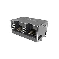 Amphenol Commercial Products RJE3B2886102N ປຸ່ມຕໍ່ເຊື່ອມ Modular Jack - 2P 8P8C, RA, CAT6, SMT, Single Port, Shield Without Top and Side EMI Tabs, With Housing Pegs, No LEDs