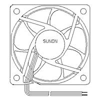 Sunon PF75301B3-1B00U-A99 ພັກລະບົບ DC Blower, 75x75x30mm, 12VDC, Ball, Lead Wires, Auto Restart