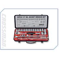Crossman 99-095 25 Pcs. 1/2 inch Drive Metric Socket Set ( 18 drive sockets 6 point 10-32 mm, 5 drives, 1 Universal joint, 1 Spark Plug Socket)