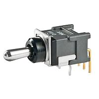 NKK Switches B13JH ສະຫນັບສະຫນູນ Toggle ON-OFF-ON .248 BAT RIGHT ANGL PC .4VA