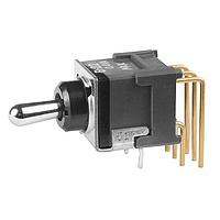 NKK Switches B22JH ສະຫນັບສະຫນູນ Toggle DPDT ON-ON .248 BAT RIGHT ANGL PC .4VA