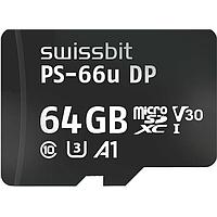 Swissbit SFSD064GN1PT1MT-I-7G-02P-SW4 ບັດຈຳຫຼັກ Secure microSD Card PS-66u DP high endurance 64 GB, 3D PSLC Flash -40C to +85C