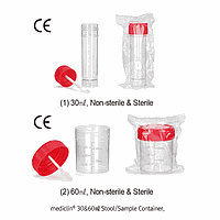 Daihan medical DM.Con3035 ພາກປະກອບ, ສໍາລັບ ຕຽງນັ່ງ/ຕົວຢ່າງການແພດ, ມີຝາສະກຣວ PP ແລະ ຊ້ອນ, ທັງໝົດ PP, 60/10㎖, Φ43×h55mm