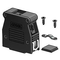 Amphenol CONEC 16-001820E ປົກກັນຄວາມຕັ້ງຕົວ Strain Relief Backshell 15 POS BLACK PLASTIC HOOD