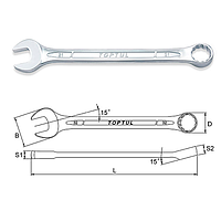 TOPTUL AAEB4343 Wrench ລວມມາດຕະຖານ 15° Offset (43mm)
