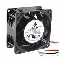 Delta Electronics, Inc. PFR0848XHE-DV82 ພັນລະຫັດ Tubeaxial Fan, 80x38mm, 48VDC, 144.18CFM, 48W, 1A, 73dBA, Ball, 4-Lead Wires, Tach/PWM