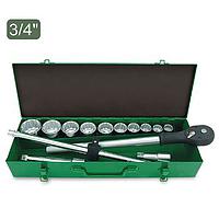TOPTUL GCAD1406 14PCS ລະດັບມືອາຊີບ - 3/4 ນິ້ວ Dr. 12PT Flank Socket Set (METRIC)