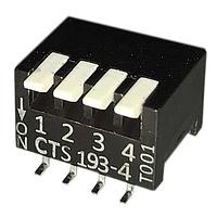 CTS Electronic Components 193-4MS ສະຫນັບ DIP Switches DIP switches/SIP switches, SPST, PIANO, 4 POS, SMD, TUBE, OFF