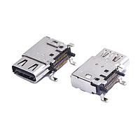 Adam Tech USB-C32-S-RU-CS4-BK-TR ປະຕູຮັບ USB C 3.1 Receptacle, R/A Upright, SMT, 24P
