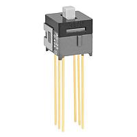 NKK Switches AS23AV ສະລາຍສະໄລດຂະໜາດນ້ອຍ DPDT ON-OFF-ON .098' ຕັ້ງຕົ້ນຕັ້ງຕົວດ້ວຍຂາຍ