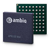 Ambiq Micro AMAPH1KK-KBR ລະບົບ RF ໃນຊິບ - SoC Cortex-M4F 48MHz, 1MB Flash, 256KB SRAM, -40 ຫາ +85 C, 64-pin BGA