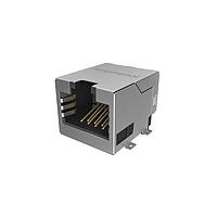 Amphenol Commercial Products RJE3A1886402N Modular Jack Modular Jack - 8P8C, RA, Cat5E, SMT, ພອດເດັດ, ປ້ອງກັນບໍ່ມີແທບ EMI ດ້ານບວກແລະດ້ານຂ້າງ, ມີກ່ອງຢູ່, ບໍ່ມີເຄື່ອງສະແດງແສງ LED