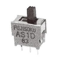 Nidec Components AS1D-5M-10-Z ສະລາຍສະລັອກສະໄລດ Hyper-Miniature SPDT, ON-ON, ສະໄລດ, ມຸມຂວາ ເຕີມິນ PC ມີຊະນິດ .2" pitch, 50mA @ 60V AC/DC
