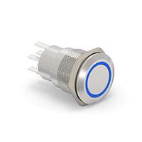 Alcoswitch - TE Connectivity 7-2213764-7 ປຸ່ມກົດສະຫນອງ AV19 DPL 5A FIX RING LED ສີຟ້າ 12V
