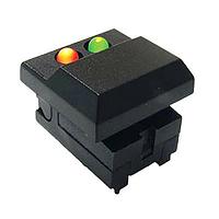 E-Switch 5511MBLKREDGRN ປ່ຽນມາດຕະຖານ PUSHBUTTON, 300mA 12VDC, SPDT On-(On), ດ້ວຍການຍຶດຜ່ານຮູ PC