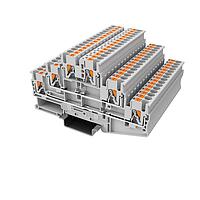 Amphenol Anytek APTT252SDGY00G ບລັອກຕິມເນີລບຣິກຂອງ DIN Rail APT 2.5mm2/3*2 Feed-through terminal block ສາຍຊັ້ນສາມຊັ້ນ, 1in-1out/ແຕ່ລະຊັ້ນ ສີເທົາ