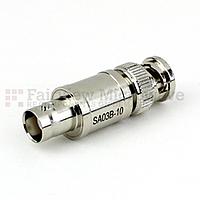 Fairview SA03B-10 10 dB Fixed Attenuator BNC Male To BNC Female Up To 3 GHz Rated To 2 Watts With Brass Nickel Body