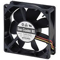 Sanyo Denki 9A0824S4021 ພັງລົມ DC Axial, 80x80x25mm, 24VDC, Ribless