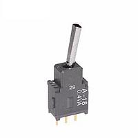 NKK Switches A18EP ປຸ່ມສະຫງວນຍ່ອຍປອດແພດການປະຕິບັດ (ON)OFF(ON) .394 FLT STRAIGHT PC .4VA