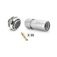 Amphenol SINE Systems RT062235SNH-K ຊຸດປລັກກ່ອນຕໍ່, 35 ຕໍ່ຕຳແໜ່ງ, ຜູ້ຍິງ, ຂະໜາດປົກ 22, ມີຕິດຕໍ່ Machined