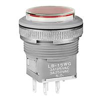 NKK Switches LB15WGW01-5C24-JC ປຸ່ມກົດສະຫນອງ ON(ON)GRY PNL SL 24V ແສງ LED ແດງ CLR/ໝວກແດງ