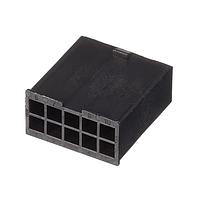 Molex 46999-0279 ປລັກ Shrouded MiniFitJr 10Ckt DR V0 ສີດຳ ບໍ່ມີຫນ້າຫູ