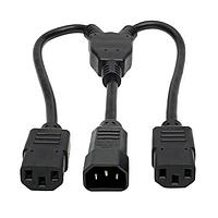 Tripp Lite P004-18N-2C13 ສາຍແບ່ງພະລັງ AC C14-2XC13 PWRCBL,10A,18AWG,18"