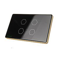 HUNONIC HN04SCD WiFi Touch Switch 4 ປຸ່ມສີ່ຫລ່ຽມ (Black)
