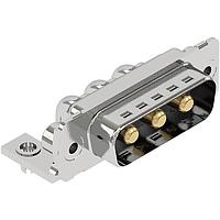HARTING 09692009006 ຕົວເຊື່ອມຕໍ່ປະກອບປະກອບ D-Sub ປະກອບປະກອບ D-Sub 3W3C ຊາຍມຸ່ງມຸ້ງ, 20Amps, PLS4, ລອກບອດ, 4-40 threading