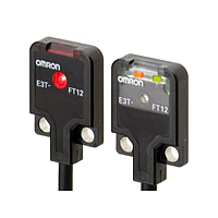OMRON E3T-FT12 2M Ultracompact, Ultrathin ເຊັນເຊີ Photoelectric ມີເຄື່ອງຂະຫຍາຍສຽງໃນຕົວ (0-500 mm, through-beam, NPN, Dark-ON)