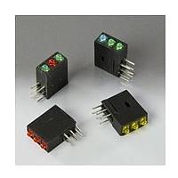 BIVAR H380CYDL ຕົວບອດວົງຈອນ LED LED Assembly, ມຸມຂວາ, 1.8 mm LED, ລະດັບສາມ, 1 ສະຖານີ, ເຫຼືອງ, 585 nm