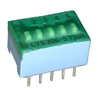 CTS Electronic Components 206-5ST ສະຫນັບສະຫນູນ DIP SPST 5 ສ່ວນຂອງສະຫນັບສະຫນູນ
